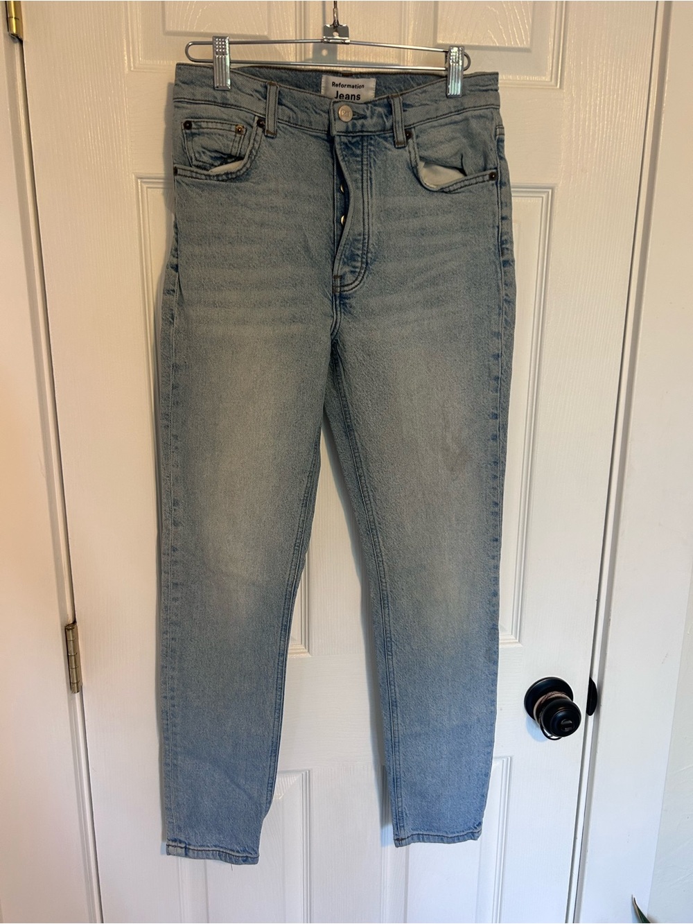 Reformation Light Blue High-Rise Straight Jeans